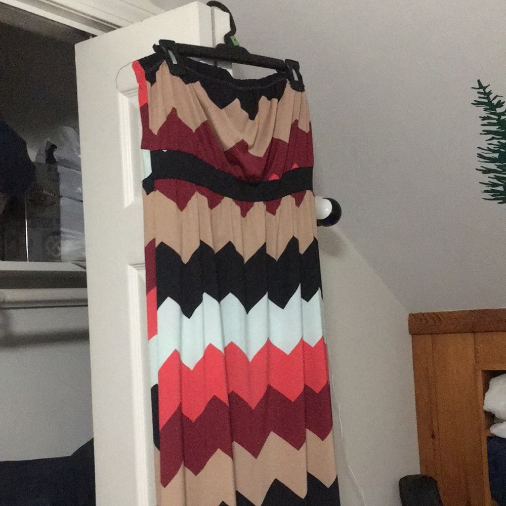 Large Charlotte Russe chevron strapless maxi dress